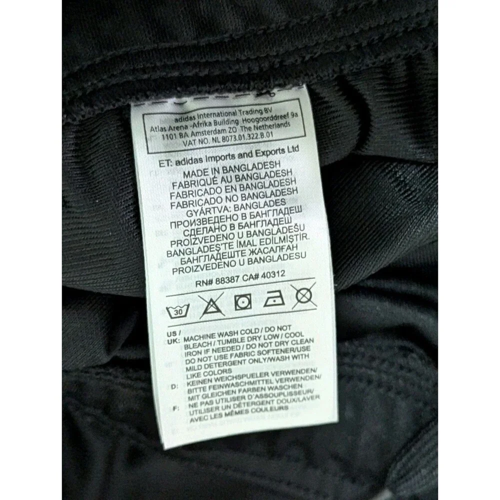 adidas Track Pants Mens XL Black Three Stripe Logo Joggers Drawstring Zip Legs